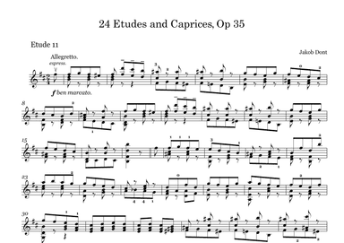 DONT 24 Etudes and Caprices Op35, for Violin No 11 (arr. String Masters)