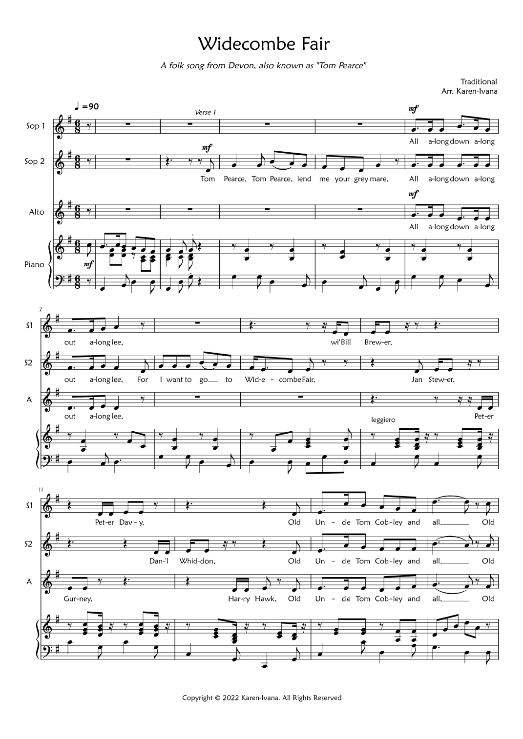 Widecombe Fair (arr. Karen Ivana)