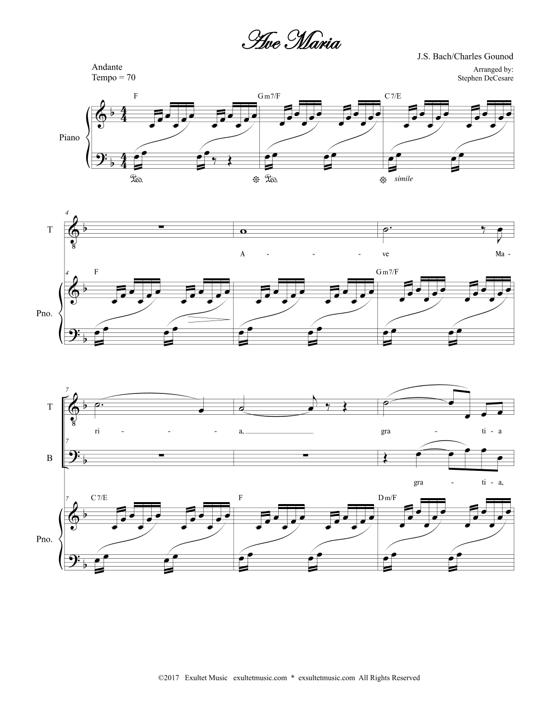 Ave Maria (Duet for Tenor and Bass Solo - High Key) (arr. Stephen DeCesare)