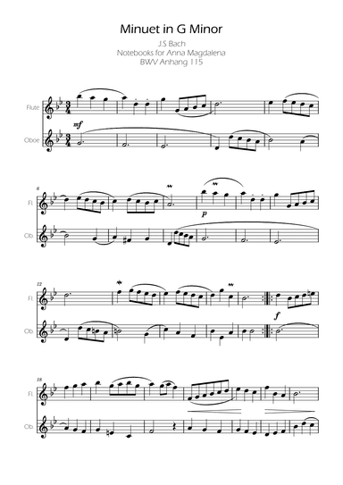 Minuet in G minor BWV Anh. 115 - Bach - Flute Duo (arr. Ygor Nunes Silva)