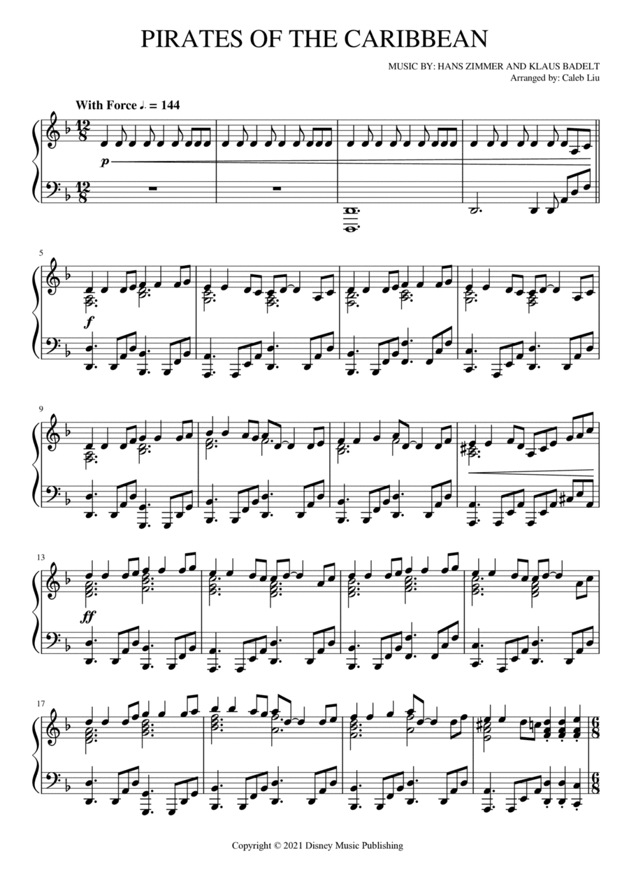 Pirates Of The Caribbean (arr. Caleb Liu)