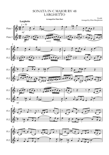 VIVALDI Flute  Duet - from Sonata in C Major, Larghetto RV 48 (arr. Ellen Macpherson)