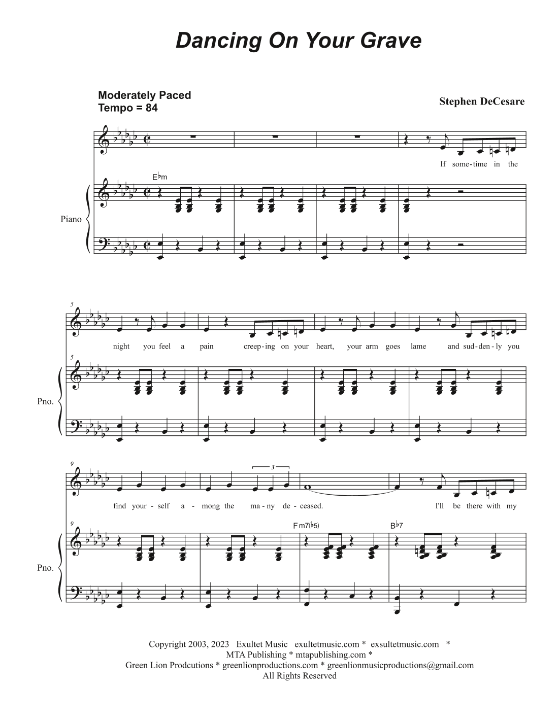 Dancing On Your Grave (Vocal solo)