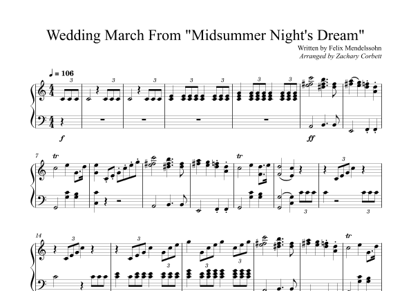 Wedding March from "Midsummer Night's Dream" (arr. Zachary Corbett)