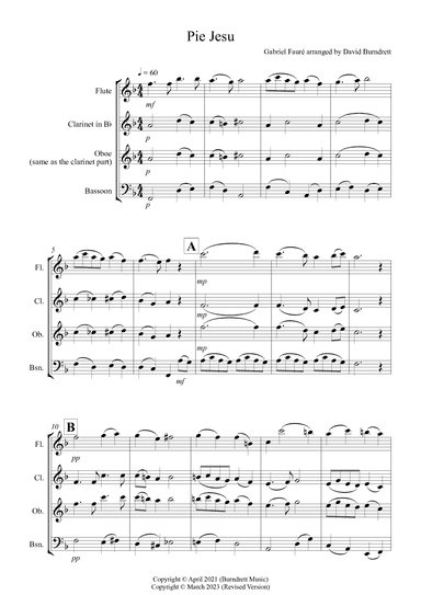 Pie Jesu (from Requiem) for Wind Trio (arr. David Burndrett)