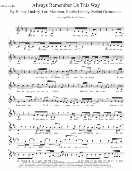 Always Remember Us This Way (arr. Kevin Busse)