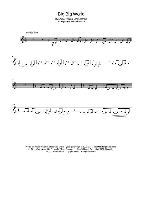 Big Big World (arr. Kaiserin Rebecca)