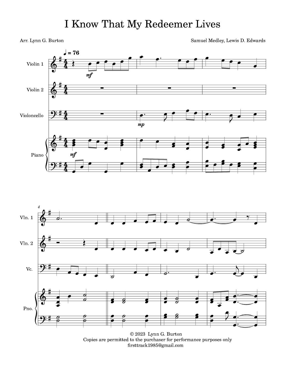 I Know That My Redeemer Lives - Instrumental (arr. Lynn G. Burton)