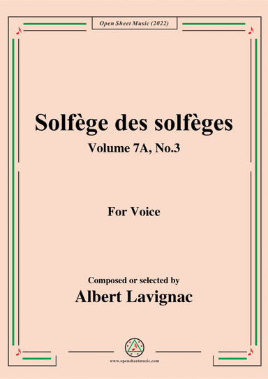 Lavignac-Solfege des solfeges,Volume 7A No.3,for Voice (arr. Open Cloud)