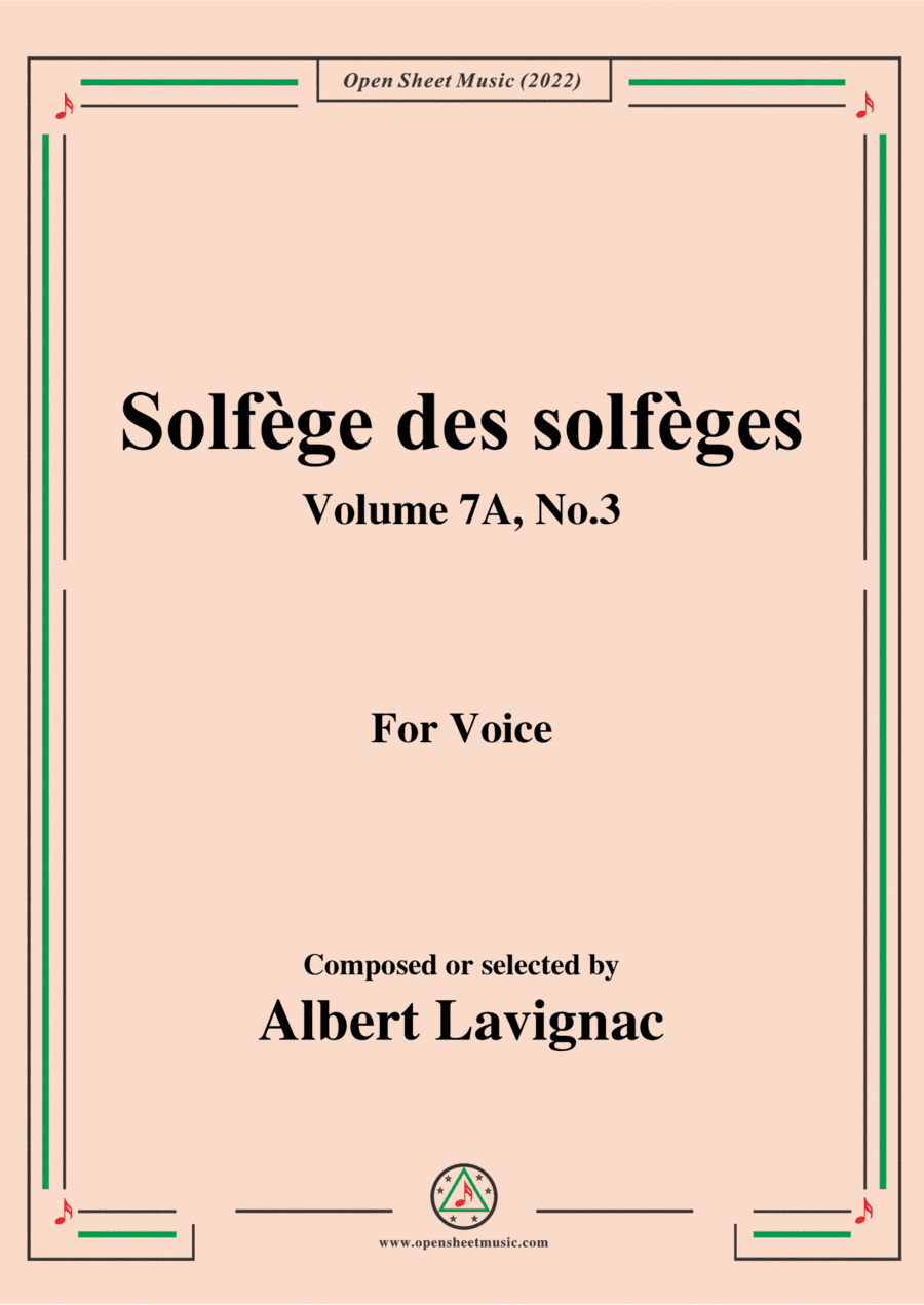 Lavignac-Solfege des solfeges,Volume 7A No.3,for Voice (arr. Open Cloud)