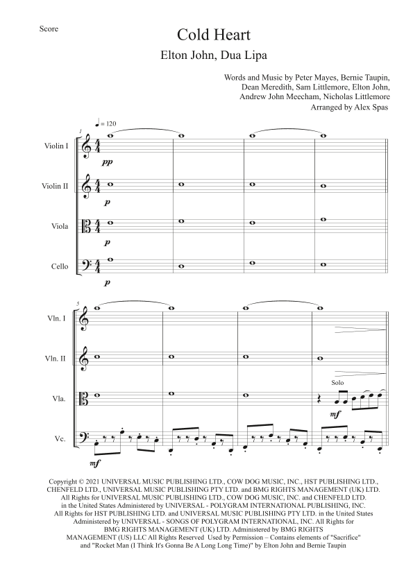 Cold Heart (pnau Remix) (arr. Alex Spas)