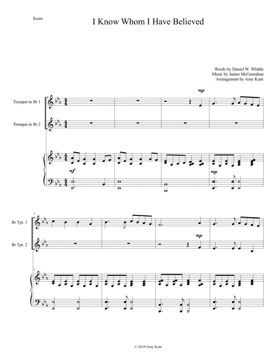 I Know Whom I Have Believed (arr. Arr. by Amy Kent)