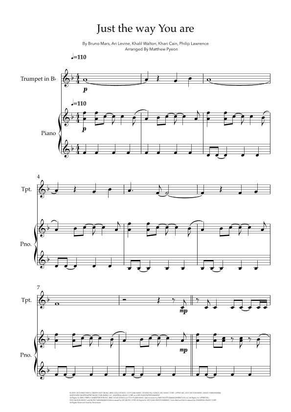 Just The Way You Are (arr. Matthew pyeon)