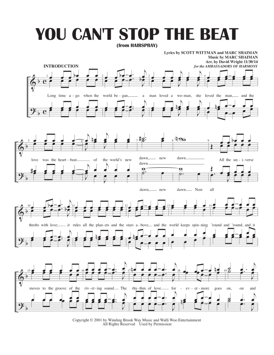 You Can't Stop The Beat (arr. David Wright)