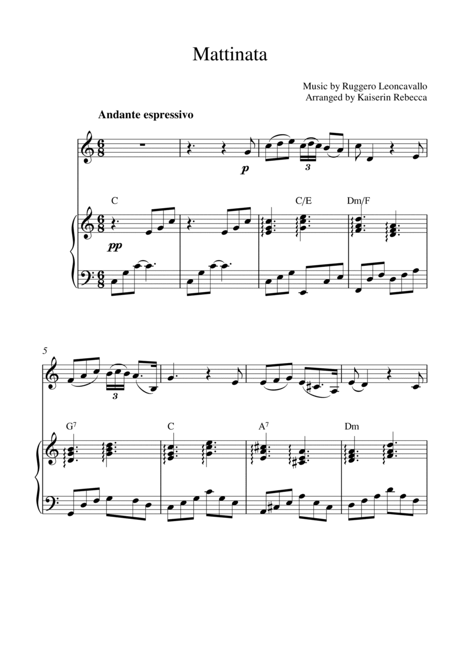 Mattinata (for violin solo and piano accompaniment) (arr. Kaiserin Rebecca)