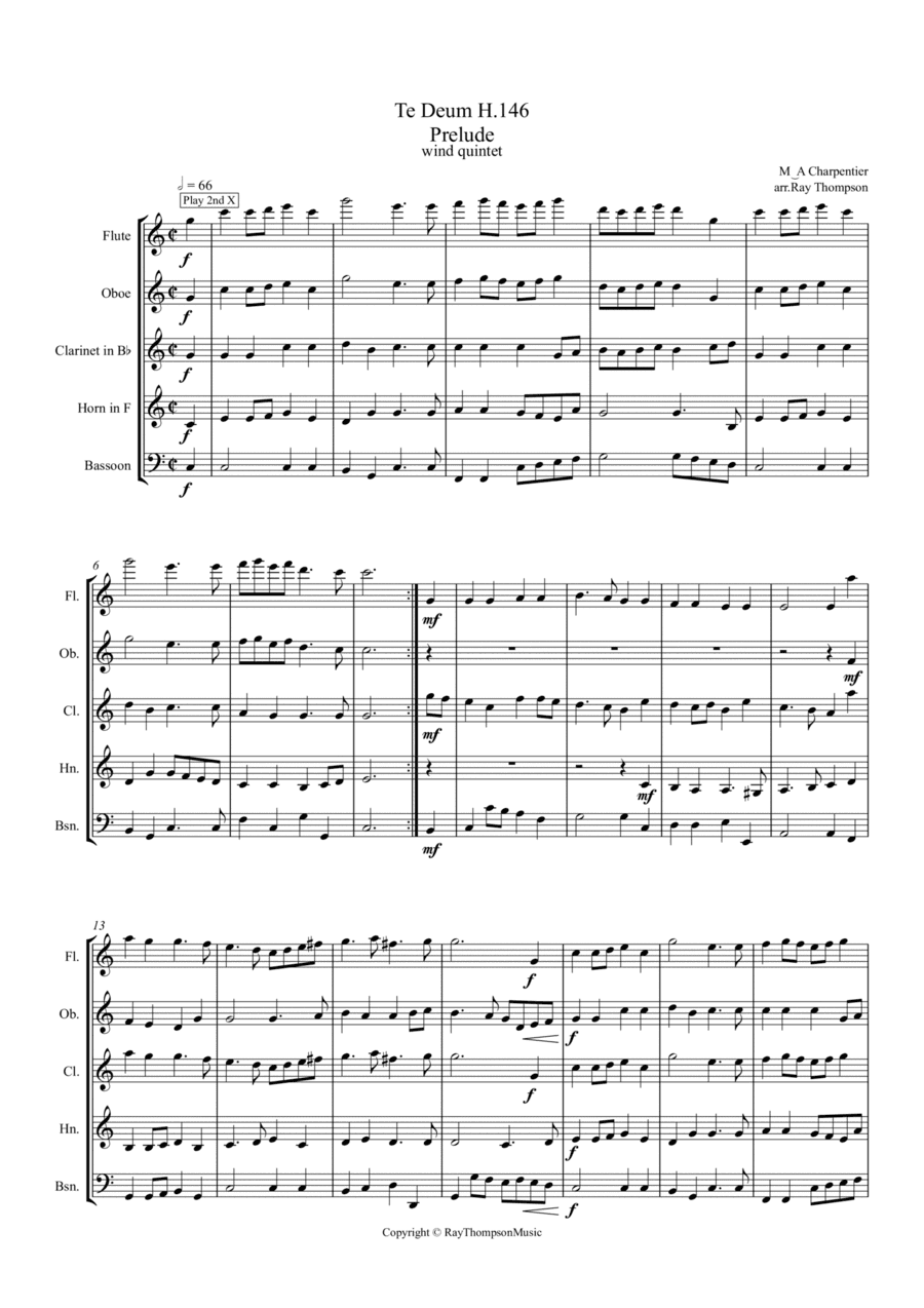 Charpentier: Te Deum H.146 Prelude - wind quintet (arr. Ray Thompson)