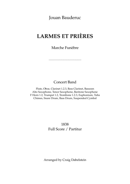 Larmes et Prières, Marche Funèbre (arr. Arranged by Craig Dabelstein)