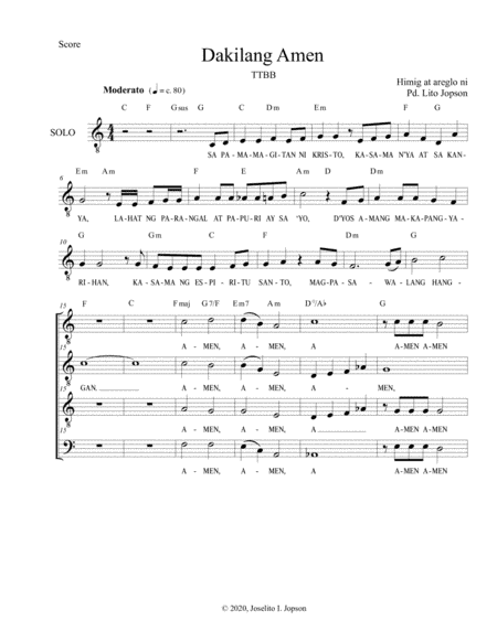 Dakilang Amen (TTBB)