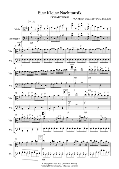 Eine Kleine (1st movement) for Viola and Cello Duet (arr. David Burndrett)
