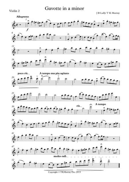 Lully - Gavotte - 2nd. Violin Part - Suzuki Bk.2