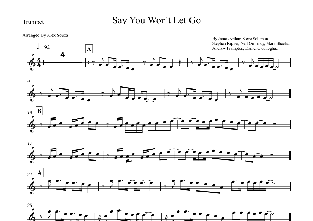 Say You Won't Let Go (arr. Alex Souza)