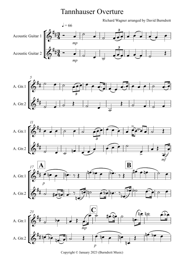 Tannhäuser Overture for Guitar Duet (arr. David Burndrett)