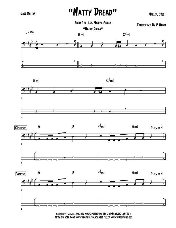 Natty Dread (arr. Accubass)