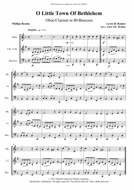 O Little Town Of Bethlehem (arr. Gert Th. Walter)