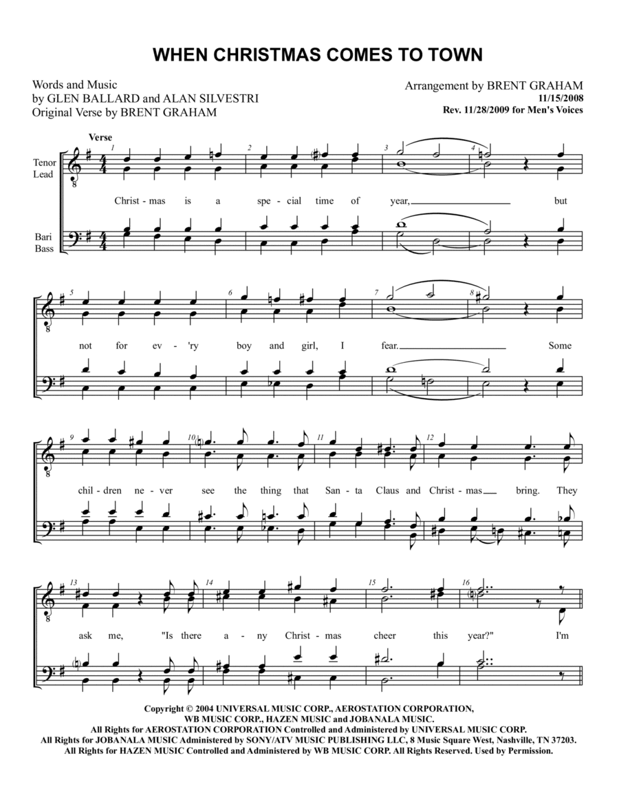 When Christmas Comes To Town (arr. Brent Graham)