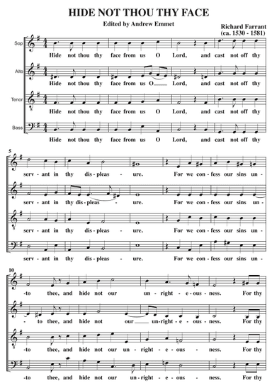 Hide Not Thou Thy Face A Cappella SATB (arr. Edited by Andrew Emmet)