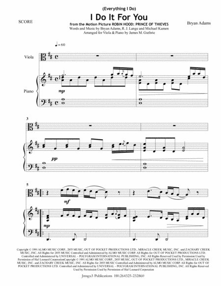 (Everything I Do) I Do It For You (arr. James M. Guthrie, ASCAP)