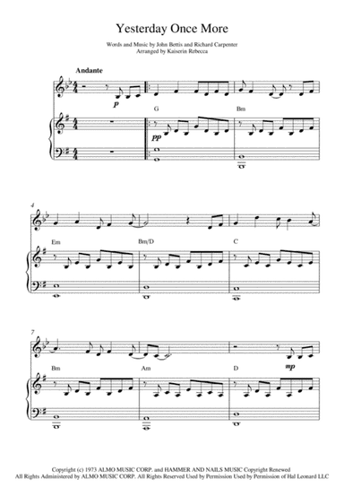 Yesterday Once More (arr. Kaiserin Rebecca)