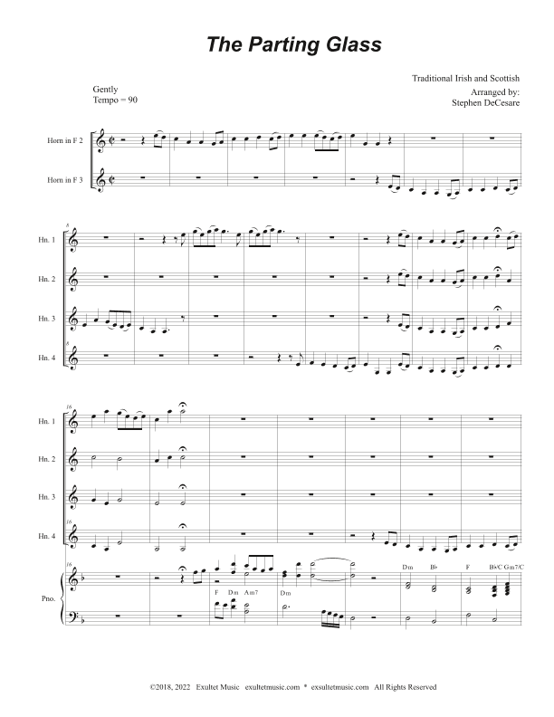 The Parting Glass (French Horn Quartet and Piano) (arr. Stephen DeCesare)