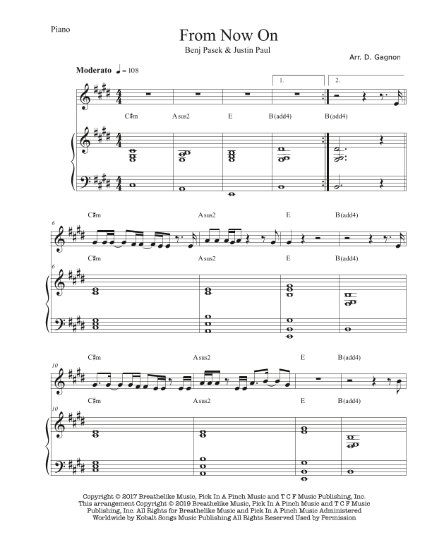 From Now On - Score Only (arr. D. Gagnon)