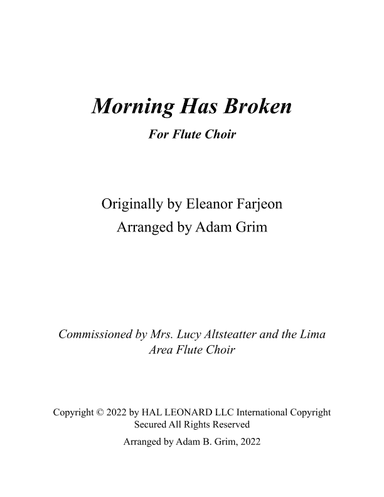 Morning Has Broken (arr. Adam Grim)