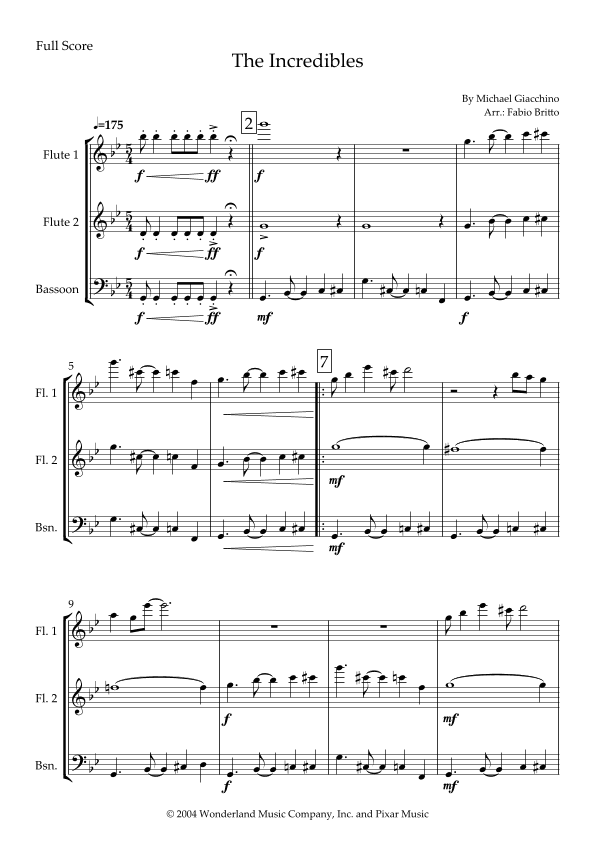 The Incredibles (main Theme) (arr. Fabio Britto)