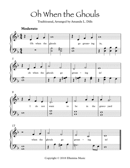 Oh When the Ghouls (Halloween Variation of "Oh When the Saints" for Easy Piano) (arr. Amanda Dills)