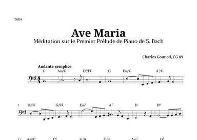 Ave Maria by Gounod for Tuba with Chords (arr. Langanho)