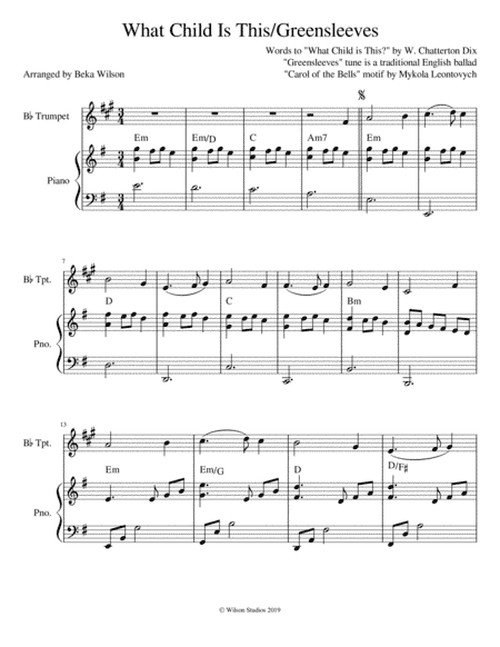 What Child is This?/Greensleeves--trumpet solo (arr. Beka Wilson)