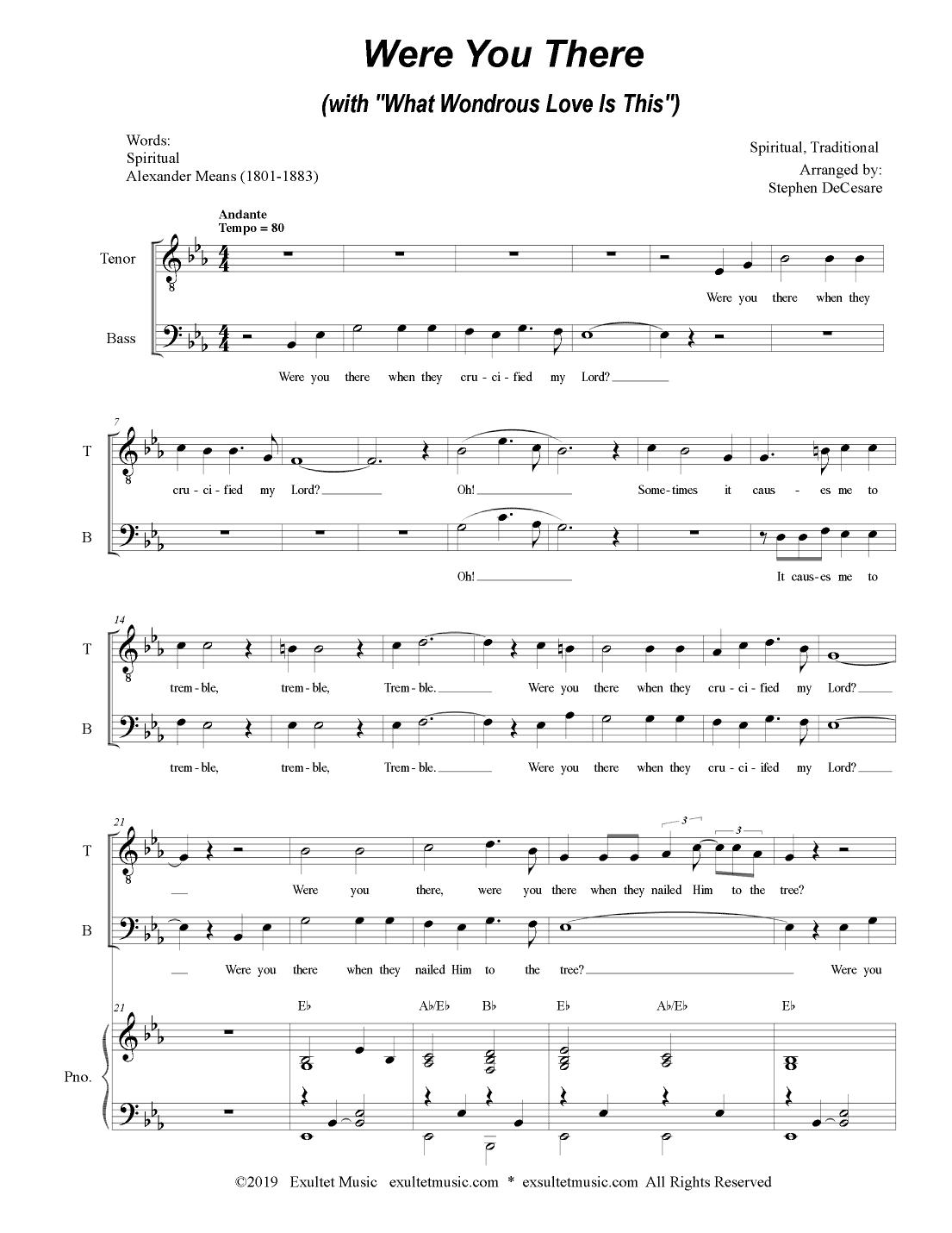 Were You There (with "What Wondrous Love Is This") (Duet for Tenor & Bass Solo) (arr. Stephen DeCesare)