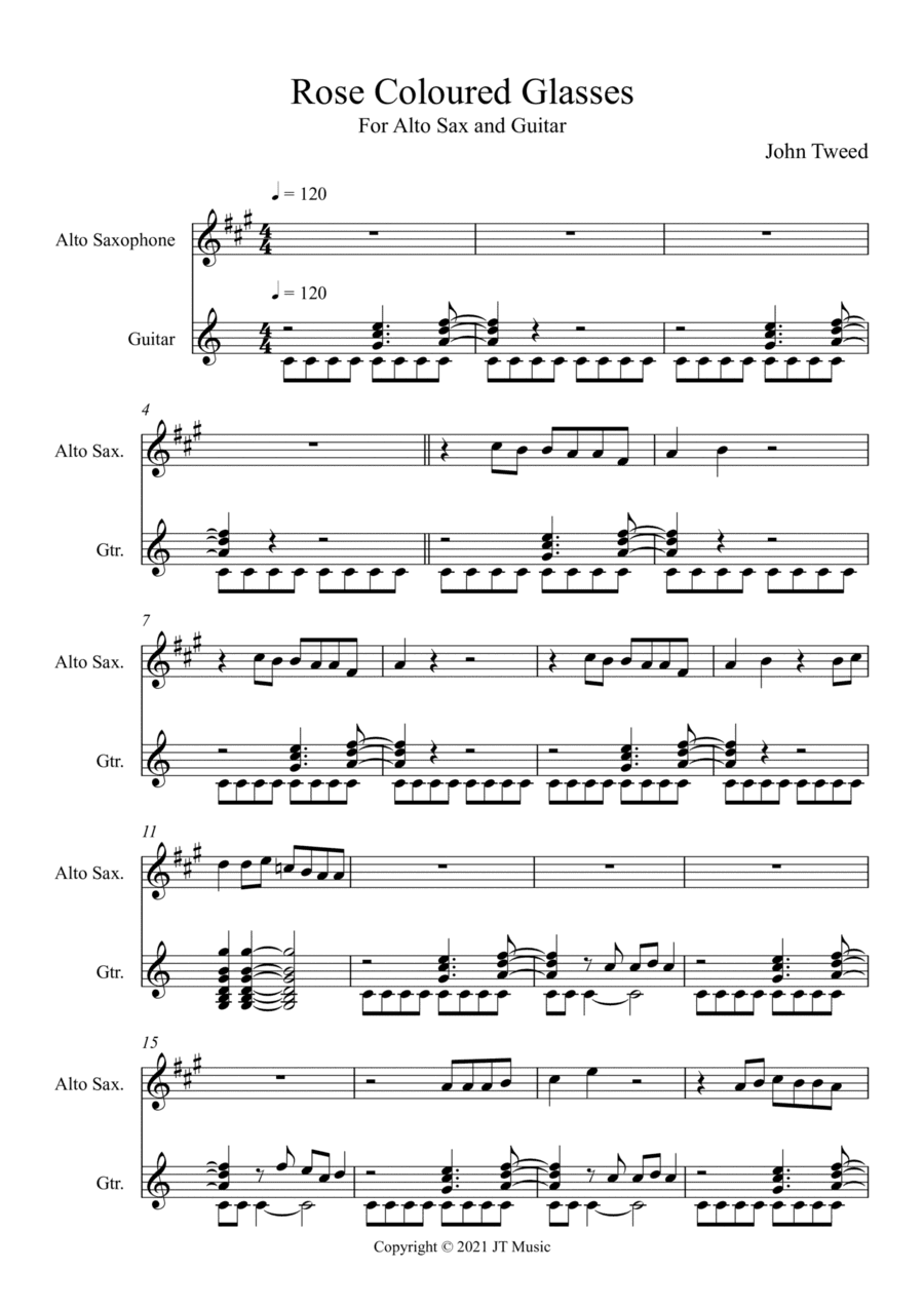 Rose Coloured Glasses - Alto Sax and Guitar