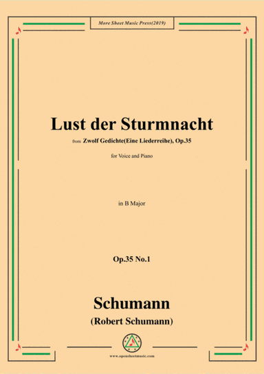 Schumann-Lust der Sturmnacht,Op.35 No.1 in B Major,for Voice&Pano (arr. MSM)
