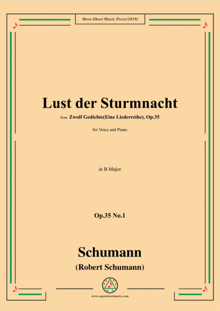 Schumann-Lust der Sturmnacht,Op.35 No.1 in B Major,for Voice&Pano (arr. MSM)