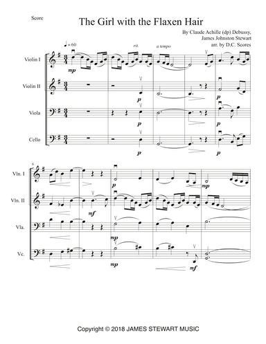 The Girl With Flaxen Hair (pd) (arr. D.C. Scores)