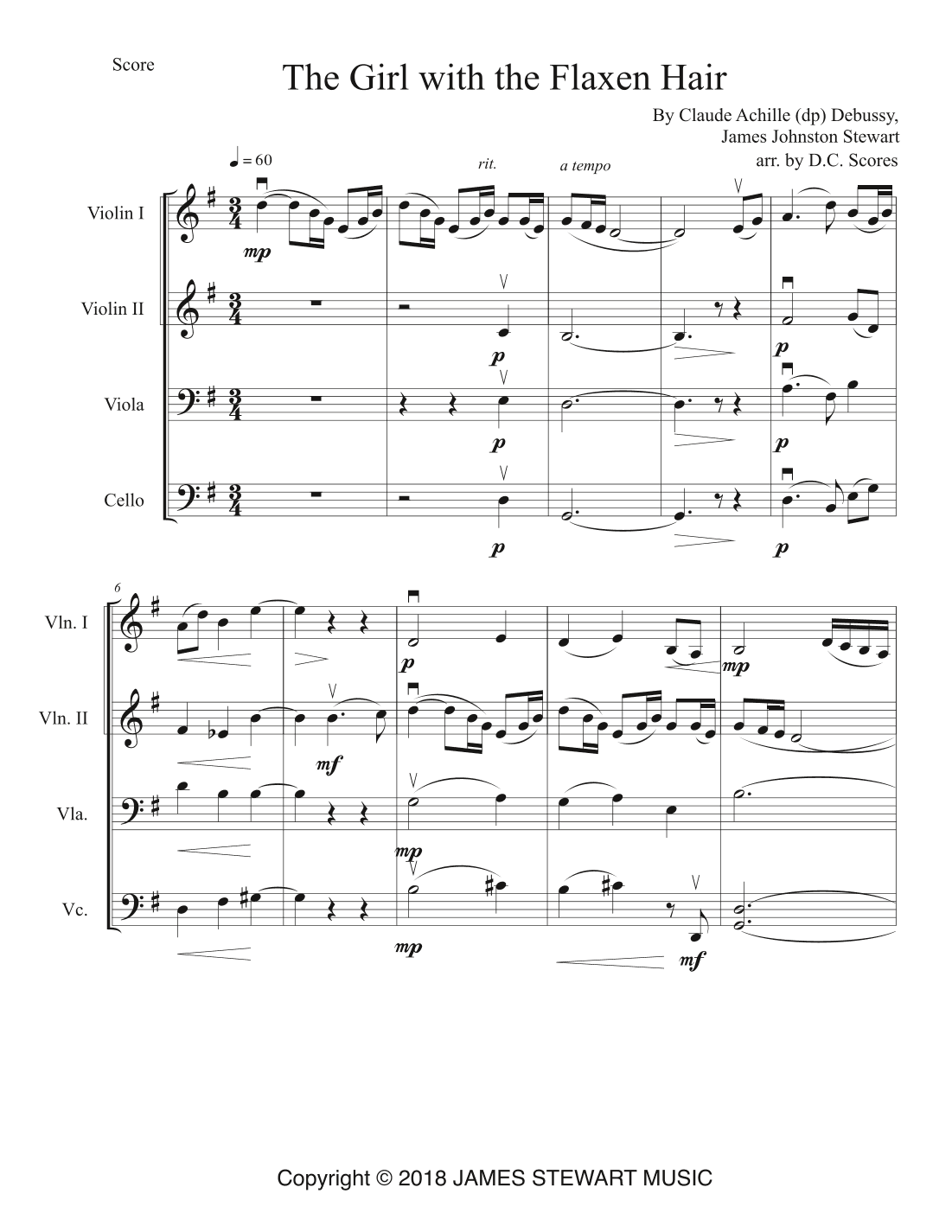 The Girl With Flaxen Hair (pd) (arr. D.C. Scores)