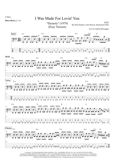 I Was Made For Lovin' You (arr. Adrian Bissegger)