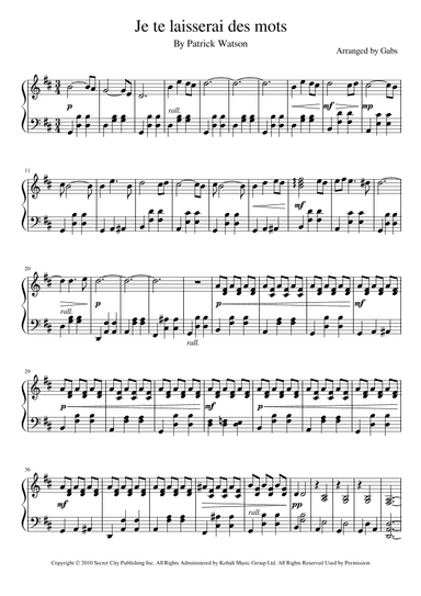 Je Te Laisserai Des Mots (arr. Gabs)