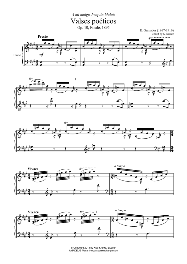 Valses poeticos Op. 10, Finale, for piano solo (arr. K. Krantz)