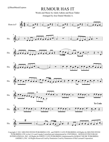 Rumour Has It (arr. Jose Daniel Morales A.)