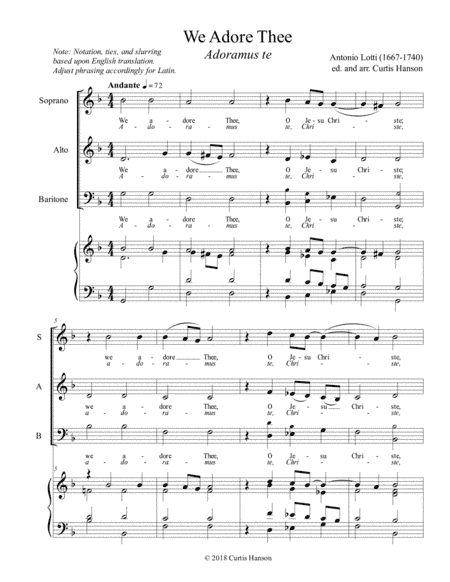 We Adore Thee (SAB) (arr. Curtis Hanson)